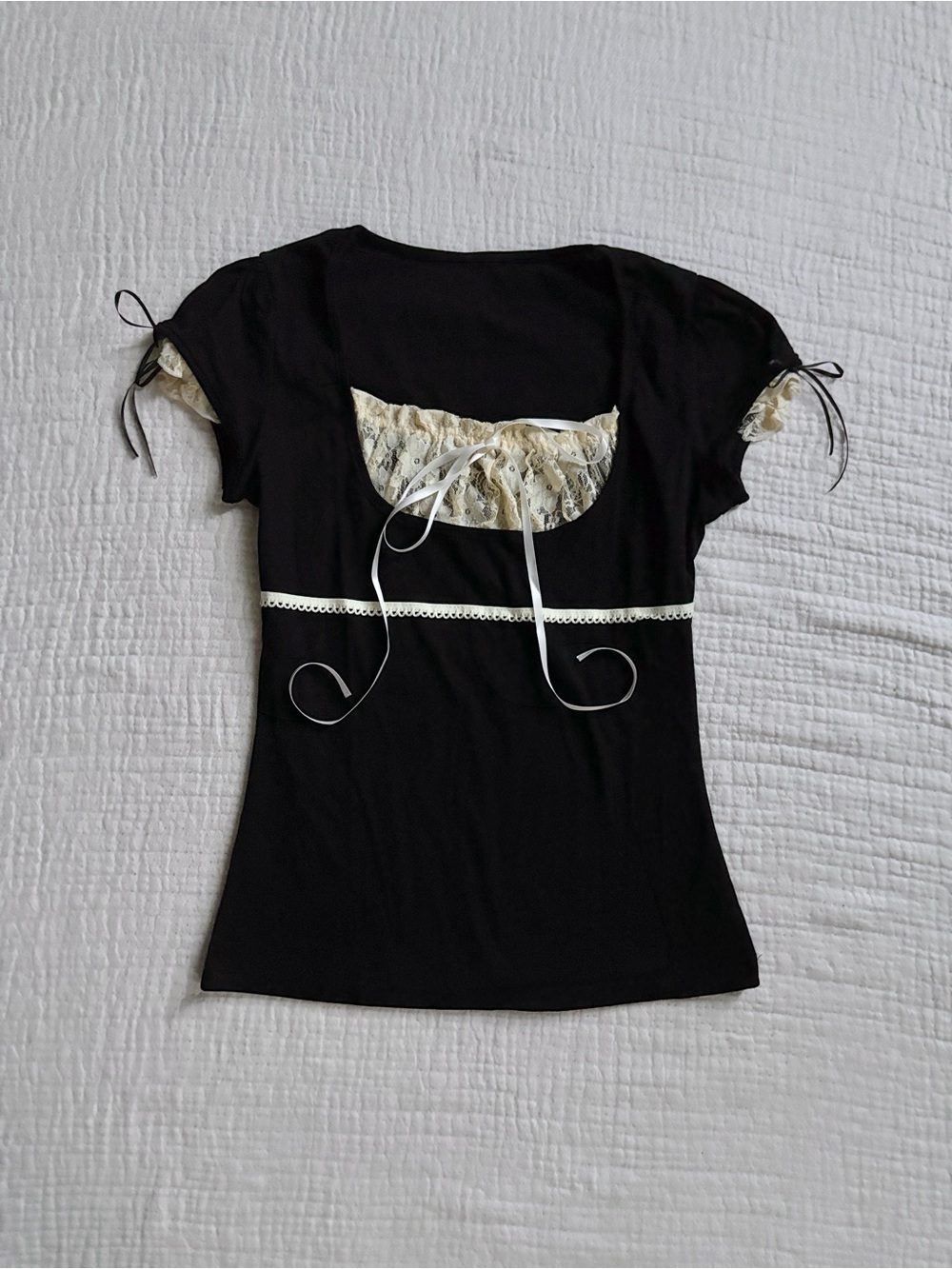 gothic lolita black lace babydoll top - Picture 2 of 5